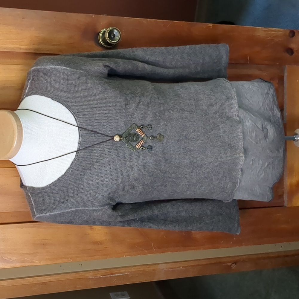 CHERISHH* Made in Italy cotton mohair layered lined raw edge long sleeve sweater